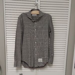 Thom Browne Black and White Plaid Oxford Shirt
